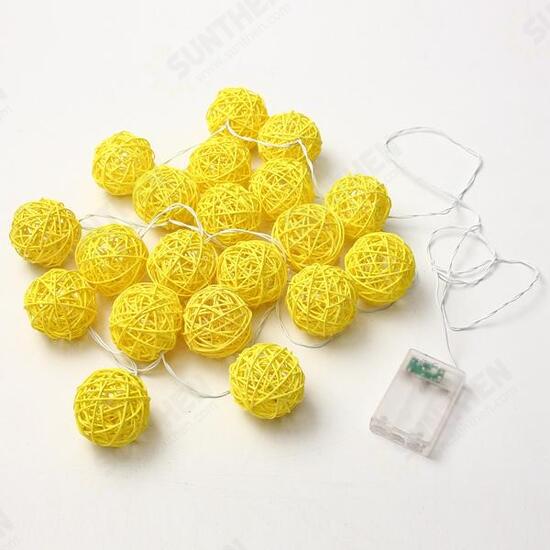 Battery Powered 20 LED Rattan Ball String Light Home Garden Fairy Lamp Wedding Party Xmas Battery Powered 20 LED Rattan Ball String Light Home Garden Fairy Lamp Wedding Party Xmas