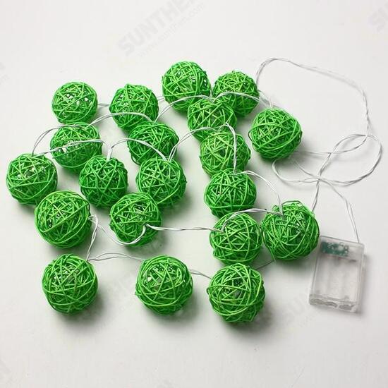Battery Powered 20 LED Rattan Ball String Light Home Garden Fairy Lamp Wedding Party Xmas Battery Powered 20 LED Rattan Ball String Light Home Garden Fairy Lamp Wedding Party Xmas