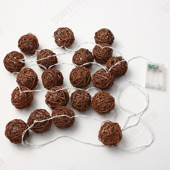 Battery Powered 20 LED Rattan Ball String Light Home Garden Fairy Lamp Wedding Party Xmas Battery Powered 20 LED Rattan Ball String Light Home Garden Fairy Lamp Wedding Party Xmas