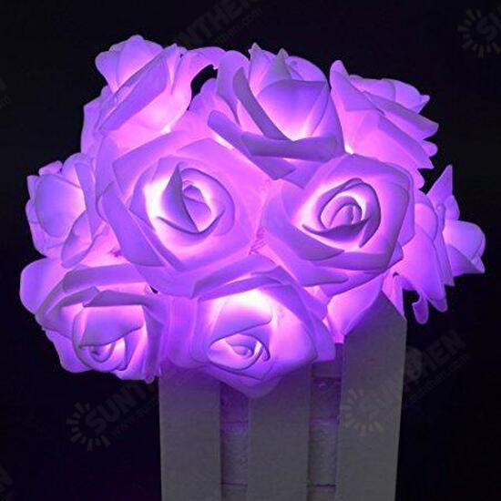 Battery Powered 20LEDs Red Purple Rose Flower Indoor Fairy String Light for Christmas Wedding Patio