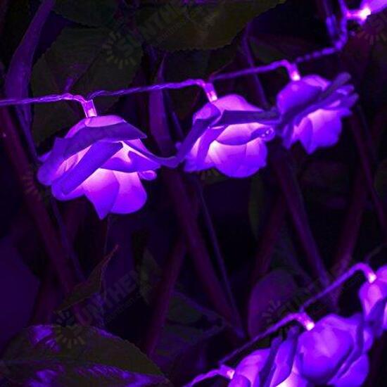 Battery Powered 20LEDs Red Purple Rose Flower Indoor Fairy String Light for Christmas Wedding Patio