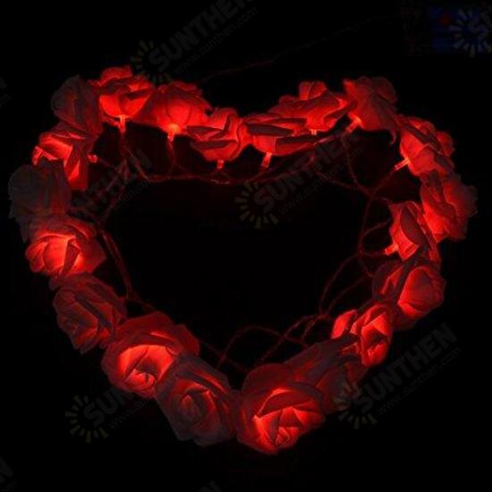 Battery Powered 20LEDs Red Purple Rose Flower Indoor Fairy String Light for Christmas Wedding Patio