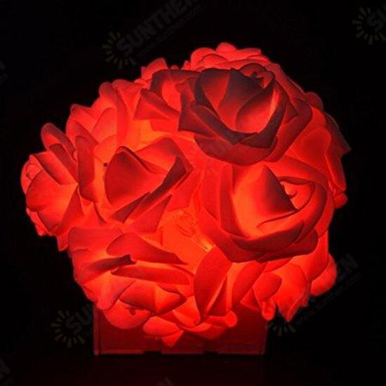 Battery Powered 20LEDs Red Purple Rose Flower Indoor Fairy String Light for Christmas Wedding Patio