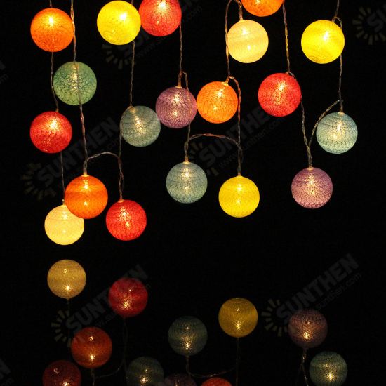 Battery Powered 30LEDs Pastel Cotton Ball String Lights for Holiday Decoration