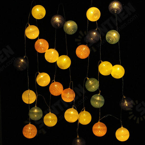 Battery Powered 30LEDs Pastel Cotton Ball String Lights for Holiday Decoration