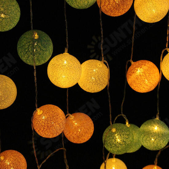 Battery Powered 30LEDs Pastel Cotton Ball String Lights for Holiday Decoration