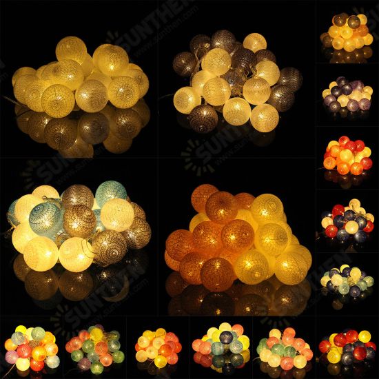 Battery Powered 30LEDs Pastel Cotton Ball String Lights for Holiday Decoration