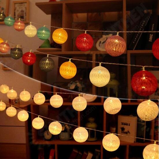 Battery Powered 30LEDs Pastel Cotton Ball String Lights for Holiday Decoration