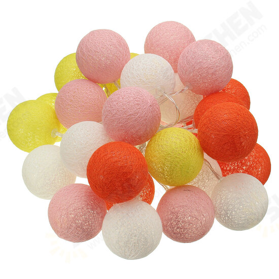 Battery Powered 30LEDs Pastel Cotton Ball String Lights for Holiday Decoration Battery Powered 30LEDs Pastel Cotton Ball String Lights for Holiday Decoration