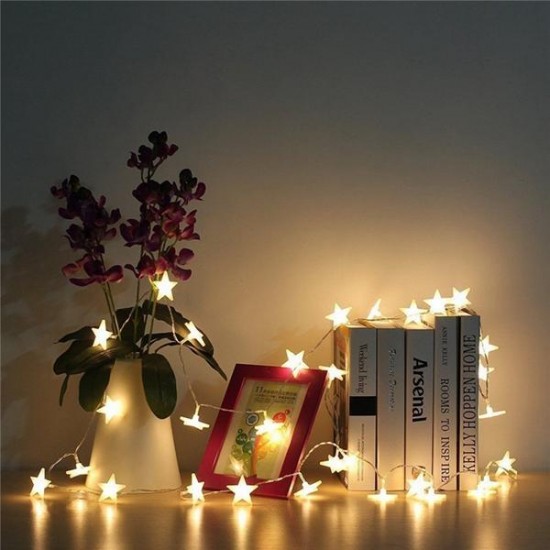 Battery Powered 3.3M 30LEDs Frosted Five Stars Fairy String Light Christmas Wedding Decor Lamp