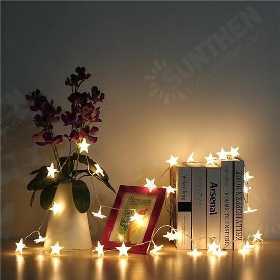 Battery Powered 3.3M 30LEDs Frosted Five Stars Fairy String Light Christmas Wedding Decor Lamp