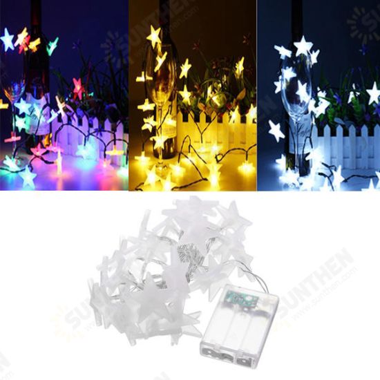 Battery Powered 3.3M 30LEDs Frosted Five Stars Fairy String Light Christmas Wedding Decor Lamp