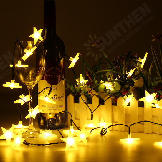 Battery Powered 3.3M 30LEDs Frosted Five Stars Fairy String Light Christmas Wedding Decor Lamp