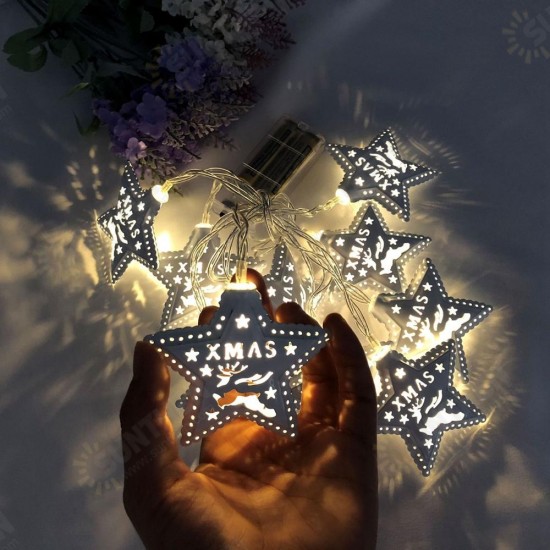 Battery Powered 3M 20 LED Hanging Pentagram Shape String Light for Christmas Home Decoration