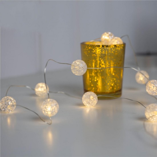 Battery Powered 3M Crack Ball 30 LED String Fairy Light for Christmas Party Wedding Decoration