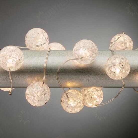 Battery Powered 3M Crack Ball 30 LED String Fairy Light for Christmas Party Wedding Decoration