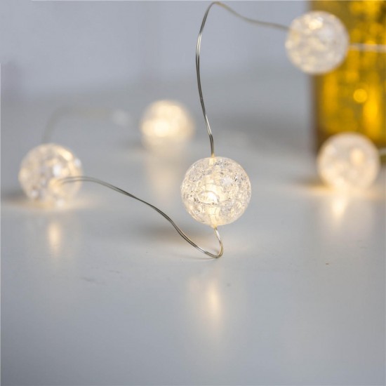 Battery Powered 3M Crack Ball 30 LED String Fairy Light for Christmas Party Wedding Decoration