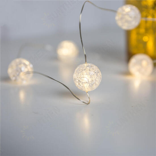 Battery Powered 3M Crack Ball 30 LED String Fairy Light for Christmas Party Wedding Decoration