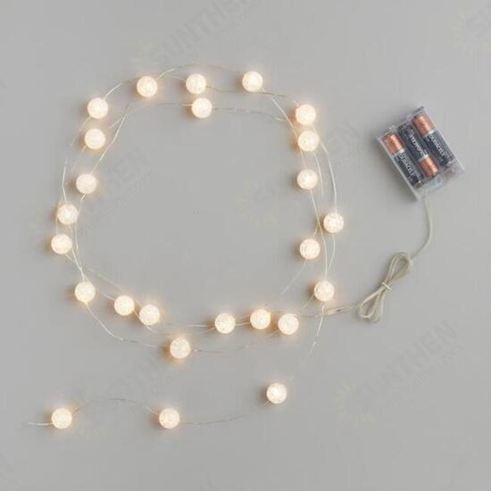 Battery Powered 3M Crack Ball 30 LED String Fairy Light for Christmas Party Wedding Decoration