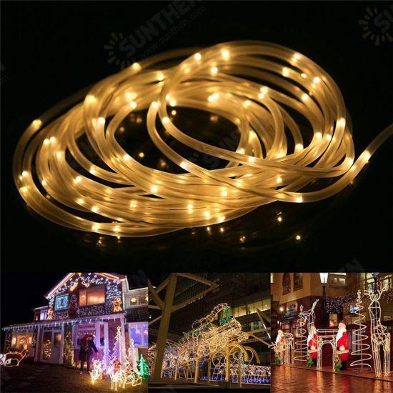 Battery Powered 8 Modes 10M 100LED Rope Tube String Light Outdoor Christmas Garden+Remote Controller