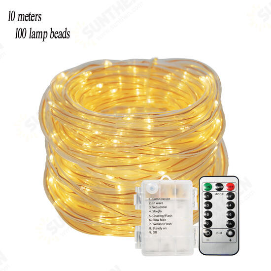 Battery Powered 8 Modes Waterproof 10M Warm White 100LED Tube String Light With Infrared Remote Control Battery Powered 8 Modes Waterproof 10M Warm White 100LED Tube String Light With Infrared Remote Control