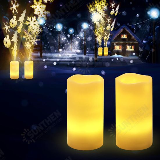 Battery Powered Christmas Snowflake LED Candle Light Flameless Projection Flickering Remote Control