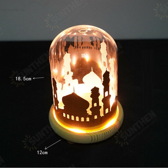 Battery Powered Ramadan Mosque Night Light Glass Cover Wooden Base Decoration Gift Battery Powered Ramadan Mosque Night Light Glass Cover Wooden Base Decoration Gift