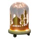 Battery Powered Ramadan Mosque Night Light Glass Cover Wooden Base Decoration Gift