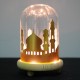 Battery Powered Ramadan Mosque Night Light Glass Cover Wooden Base Decoration Gift