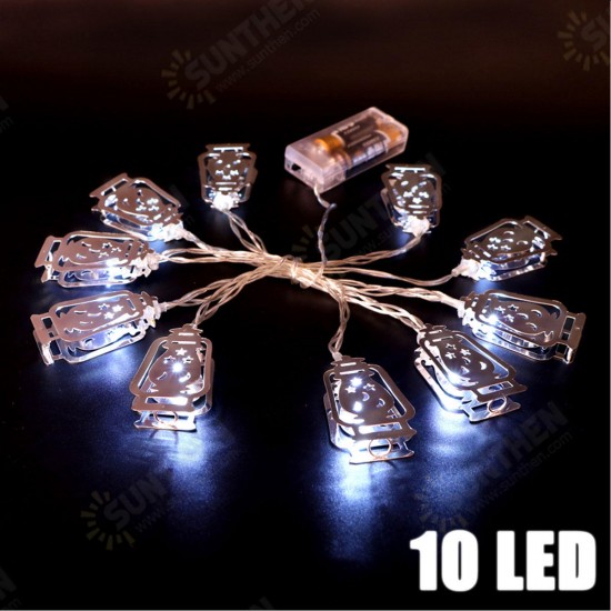 Battery Powered Silver Fanoos Lantern 10 LED String Holiday Light for Islamic Eid Ramadan