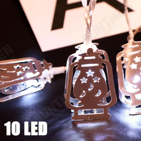 Battery Powered Silver Fanoos Lantern 10 LED String Holiday Light for Islamic Eid Ramadan