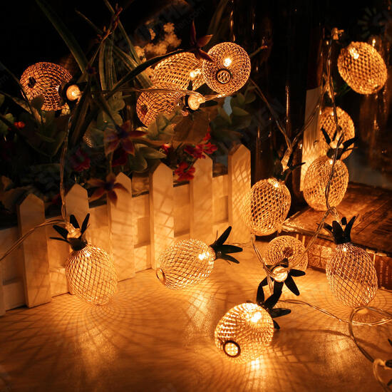 Battery Powered Warm White Metal Pineapple Shaped Indoor LED Fairy String Light for Christmas Party Christmas Decorations Clearance Christmas Lights