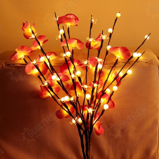 Battery Supply 20LED Bendable Phalaenopsis Flower Branch Tree String Light Christmas Party Decor