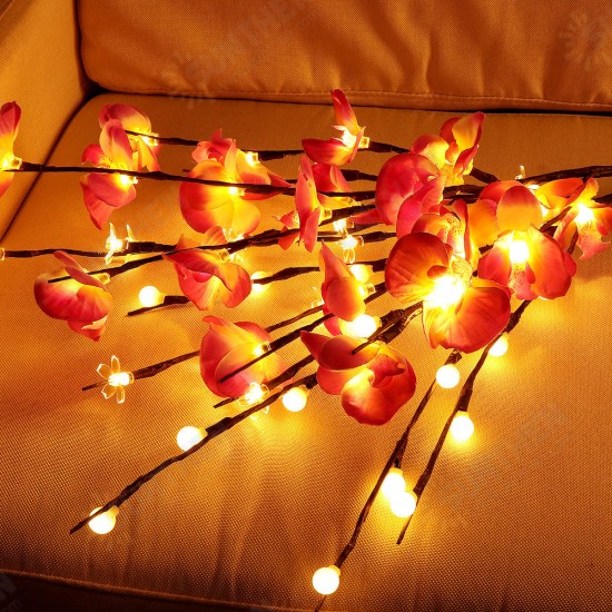 Battery Supply 20LED Bendable Phalaenopsis Flower Branch Tree String Light Christmas Party Decor