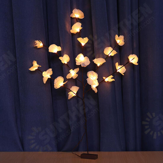 Battery Supply 20LED Bendable Phalaenopsis Flower Branch Tree String Light Christmas Party Decor