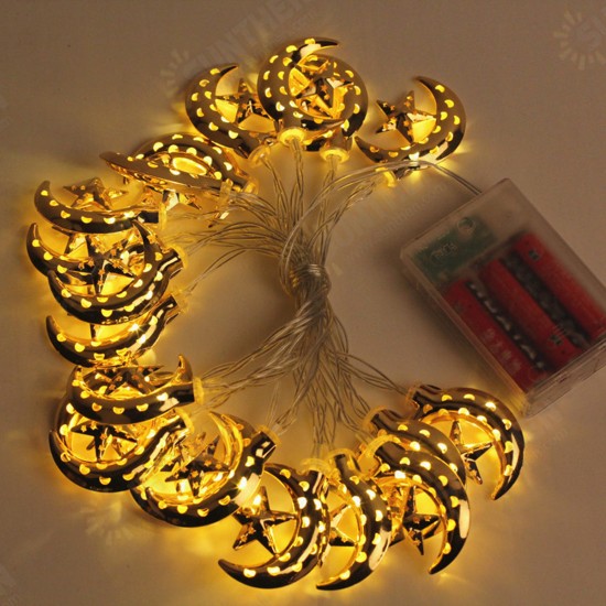 Battery Supply 3M 20PCS Moon Star Ramadan LED Lamp String Light for Islamic Christmas Holiday Decor