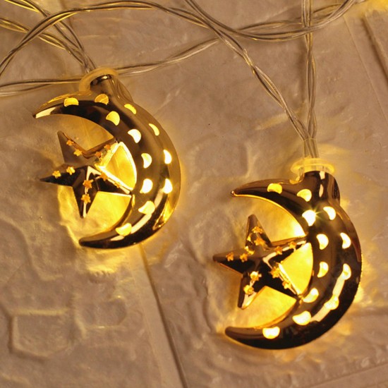 Battery Supply 3M 20PCS Moon Star Ramadan LED Lamp String Light for Islamic Christmas Holiday Decor