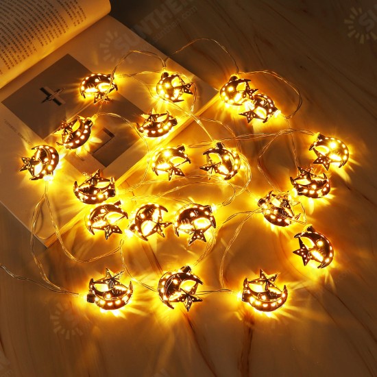 Battery Supply 3M 20PCS Moon Star Ramadan LED Lamp String Light for Islamic Christmas Holiday Decor