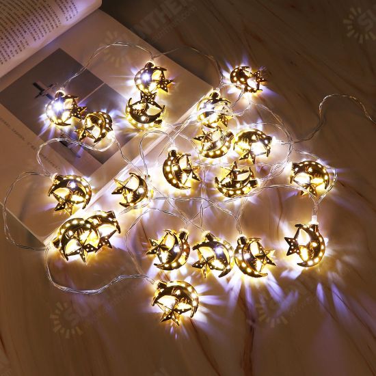 Battery Supply 3M 20PCS Moon Star Ramadan LED Lamp String Light for Islamic Christmas Holiday Decor