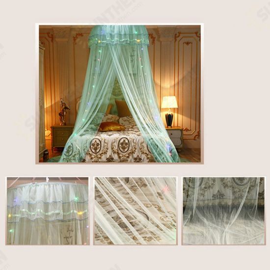 Ceiling-Mounted Mosquito Net Installation Home Dome Foldable Bed Canopy with LED String Light Ceiling-Mounted Mosquito Net Installation Home Dome Foldable Bed Canopy with LED String Light