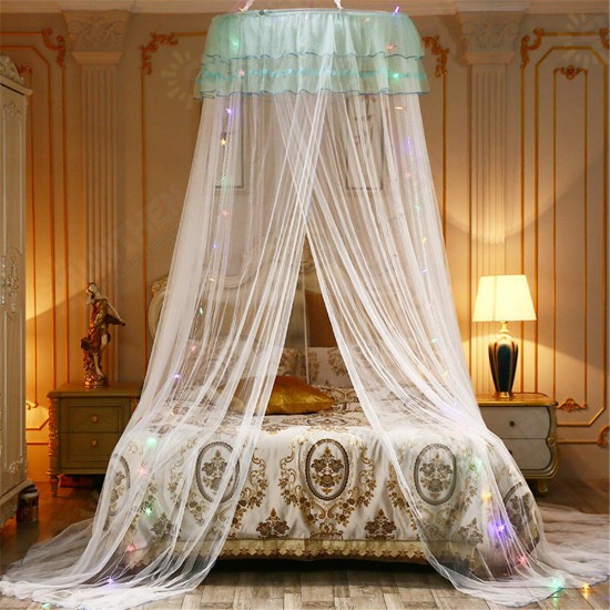 Ceiling-Mounted Mosquito Net Installation Home Dome Foldable Bed Canopy with LED String Light Ceiling-Mounted Mosquito Net Installation Home Dome Foldable Bed Canopy with LED String Light