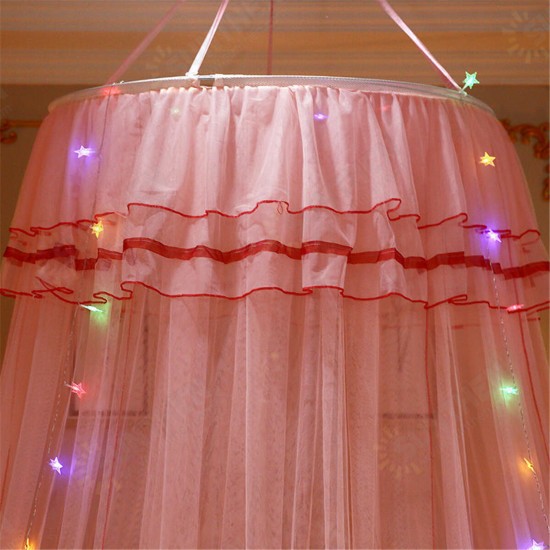 Ceiling-Mounted Mosquito Net Installation Home Dome Foldable Bed Canopy with LED String Light Ceiling-Mounted Mosquito Net Installation Home Dome Foldable Bed Canopy with LED String Light
