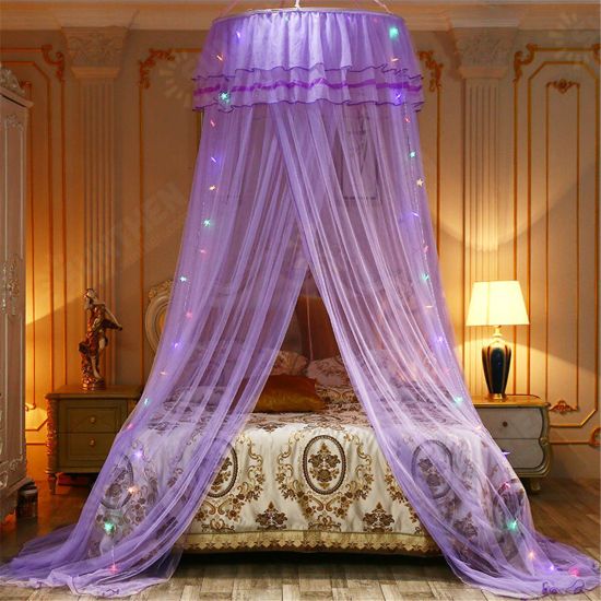 Ceiling-Mounted Mosquito Net Installation Home Dome Foldable Bed Canopy with LED String Light Ceiling-Mounted Mosquito Net Installation Home Dome Foldable Bed Canopy with LED String Light