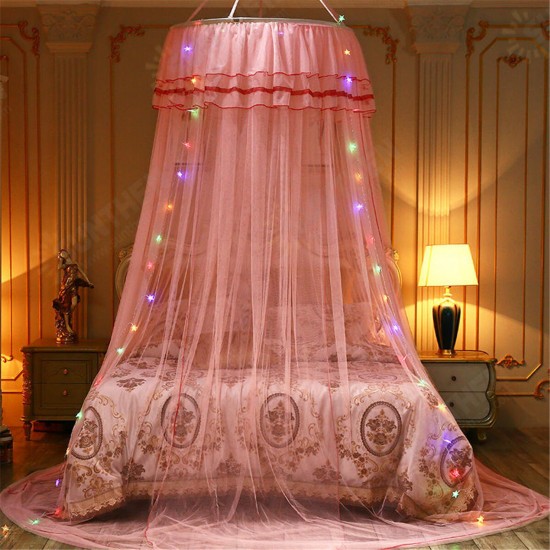 Ceiling-Mounted Mosquito Net Installation Home Dome Foldable Bed Canopy with LED String Light Ceiling-Mounted Mosquito Net Installation Home Dome Foldable Bed Canopy with LED String Light