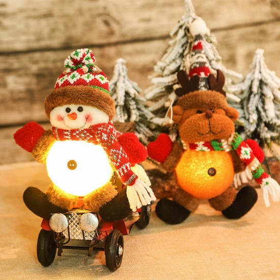 Christmas Doll With Lights Santa Claus Elk Snowman Snowman Tree Pendant Doll Hang Decorations For Home Xmas Gifts New Year
