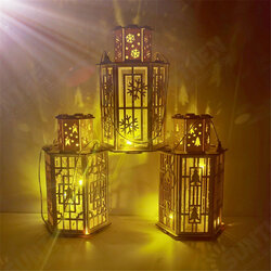 Christmas Rustic Lantern Lamp Vintage Light Festival Home Decor Basswood DIY Christmas Rustic Lantern Lamp Vintage Light Festival Home Decor Basswood DIY