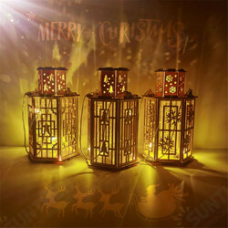 Christmas Rustic Lantern Lamp Vintage Light Festival Home Decor Basswood DIY Christmas Rustic Lantern Lamp Vintage Light Festival Home Decor Basswood DIY