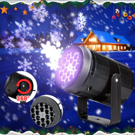 Christmas Snowflake Projector Light Lamp Rotating LED Stage Lighting Effect Party Lights