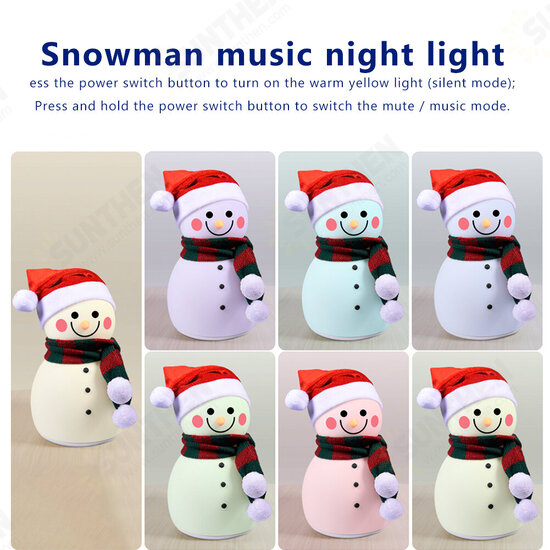 Cute Cartoon Snowman Music Night Light Bedroom Decor Bedside Lamp Christmas Gift Night Lamp for Children Bayby Kid