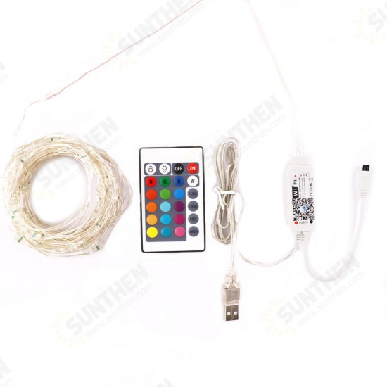DC5V Smart APP USB 10M 100 LED String Light+WiFi Controller+24Keys IR Remote Control for Holiday Party Decor DC5V Smart APP USB 10M 100 LED String Light+WiFi Controller+24Keys IR Remote Control for Holiday Party Decor
